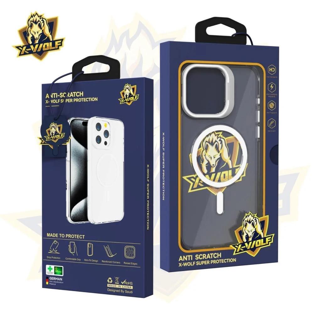 اكس وولف كفر حماية شفاف مع قاعدة ايفون 14 برو ماكس