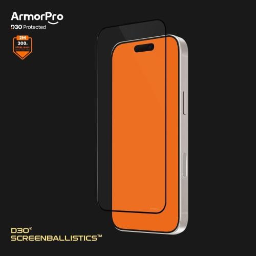 حماية شاشة ArmorPro D3O للايفون 16 برو شفاف مضاد ل...
