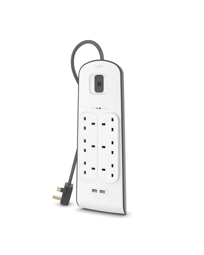 توصيلة بيلكن 6 منافذ طاقه بمنفذين USB بطول - 2 متر