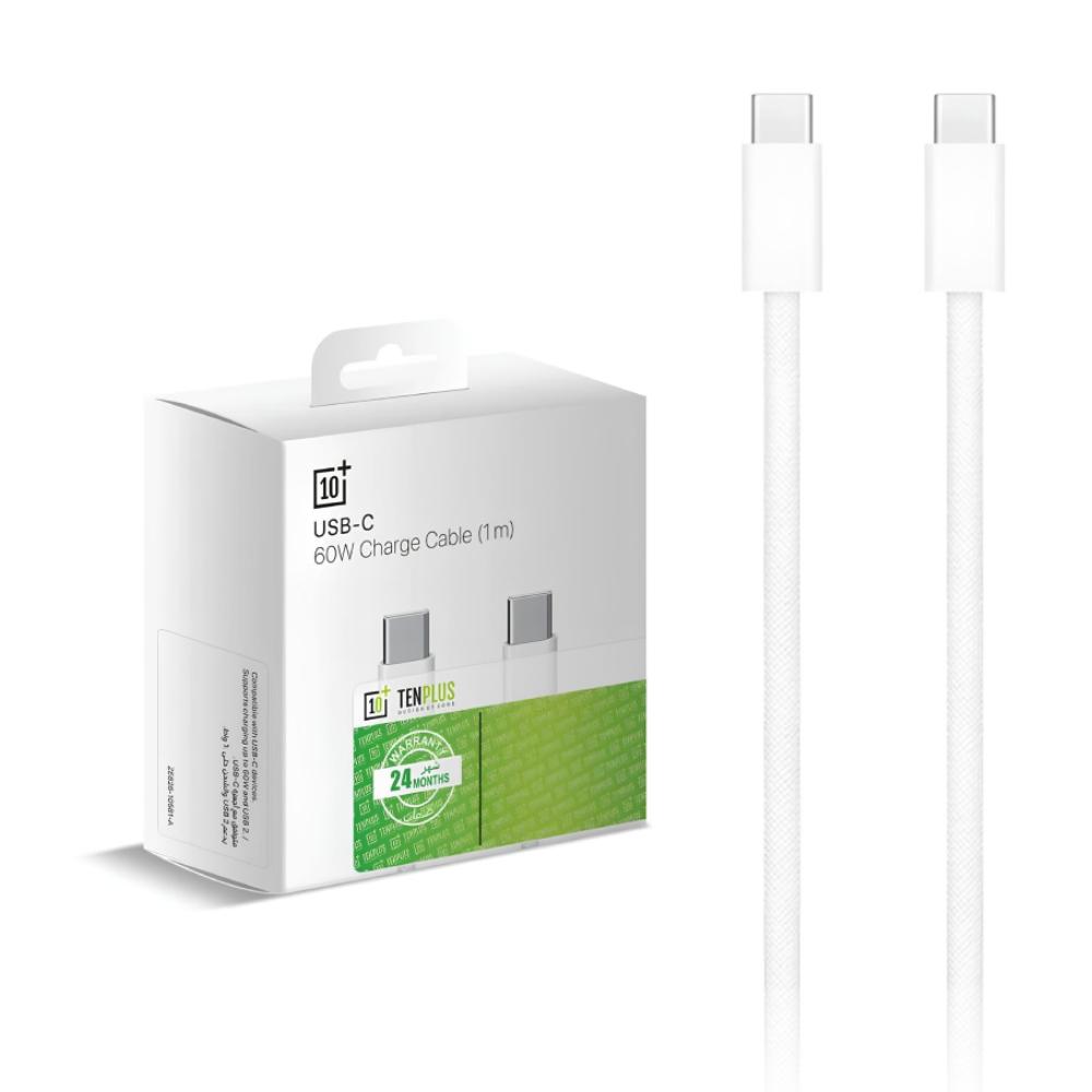كيبل قماش تايب سي USB-C إلى USB-C من تن بلس 60 واط