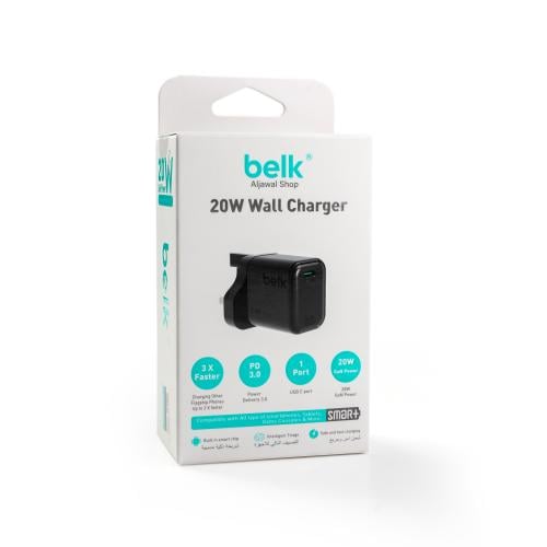 شاحن جداري belk بقوة 20 واط .يدعم خاصية الشحن السر...