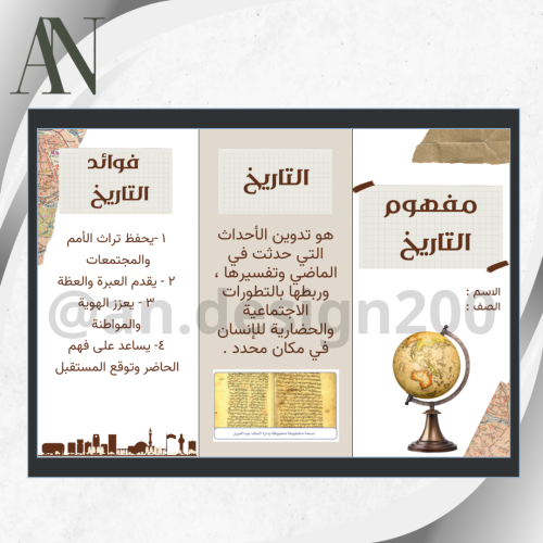 مطوية مفهوم التاريخ اجتماعيات سادس