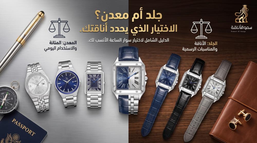 الفرق بين الساعة الجلد والساعة المعدنية
