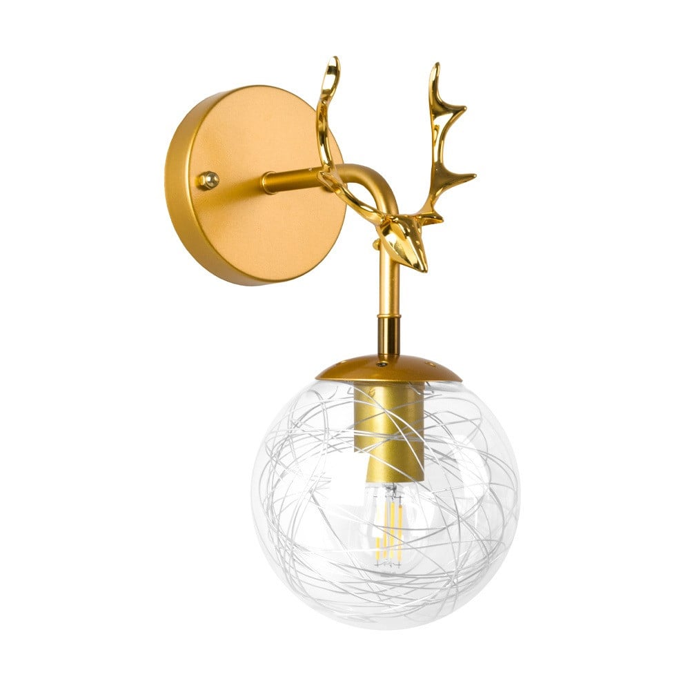 ابليك جداري مودرن رأس غزال مع كرة زجاج شفاف