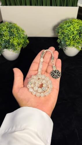مسباح بكلايت - أبيض معرق بفواصل