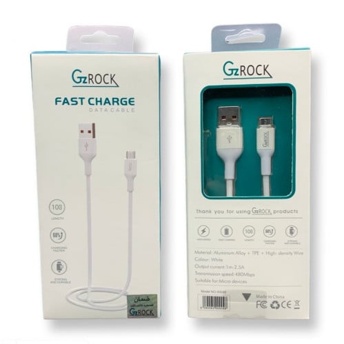 كيبل ميكرو شحن سريع 1 متر ابيض من GZROCK
