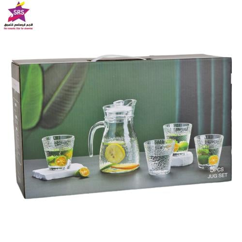 طقم جيك زجاج مع 4 اكواب محبب