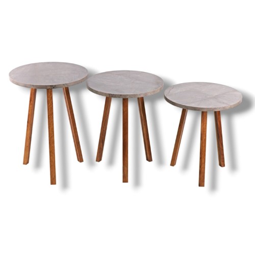 طقم طاولات تقديم متداخلة 3 قطع رمادي