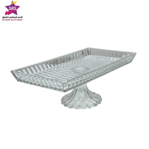 صحن تقديم زجاج بقاعدة