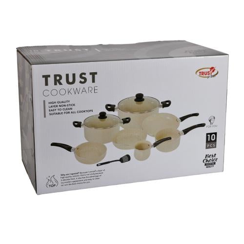 طقم قدور طبخ  ترست غير لاصق 10 قطع المنيوم
