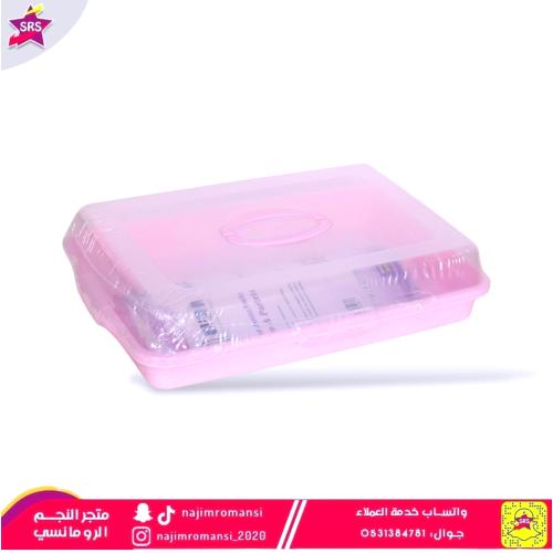 حافظة معجنات بغطاء مستطيل زهري