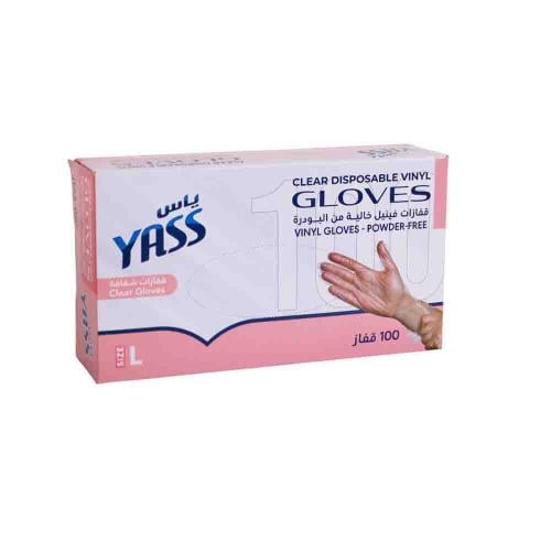 قفازات ياس بدون بودرة مقاس(L)100حبة