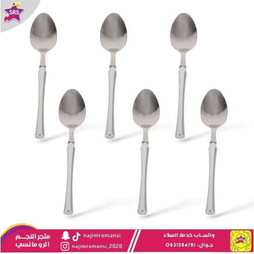 طقم ملاعق استيل 6قطع فضي