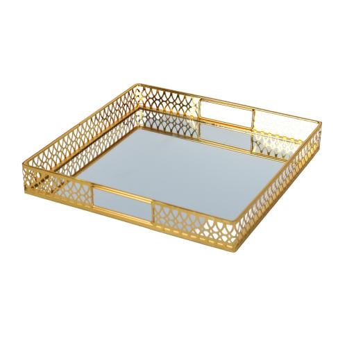 صينية تقديم  ذهبي مربع للمناسبات