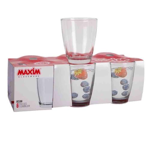 طقم كاسات عصير زجاج  شفاف سادة 6حبة