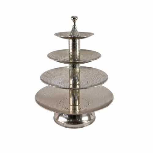 صحن تقديم فاكهة استيل كبير  4دور فضي