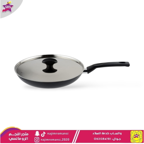 مقلاة فيترو غير لاصق اسود مع غطاء مقاس 24