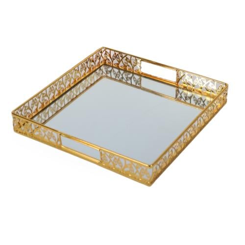 صينية تقديم  ذهبي مربع للمناسبات