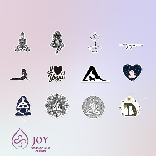 black&white yoga stickers