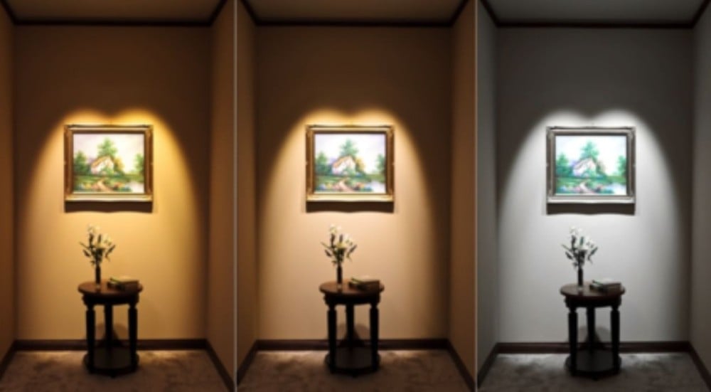 الاضاءة البيضاء والصفراء