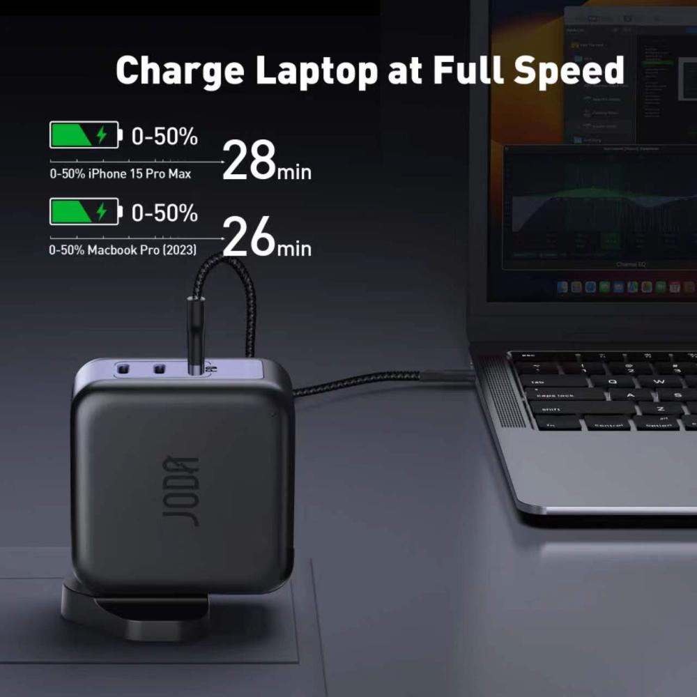 كيبل بقوة 240 واط من جودا نايلون تايب سي الى تايب سي بطول 2 متر - اسود