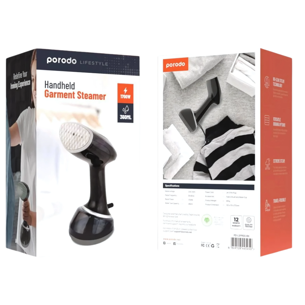 مكواة بخار يدوية من بورودو لايف ستايل - أسود