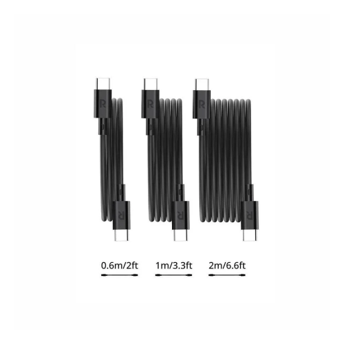 راف باور - بكج 3 اسلاك تايب سي الى تايب سي 0.6 م + 1 م + 2 م - اسود