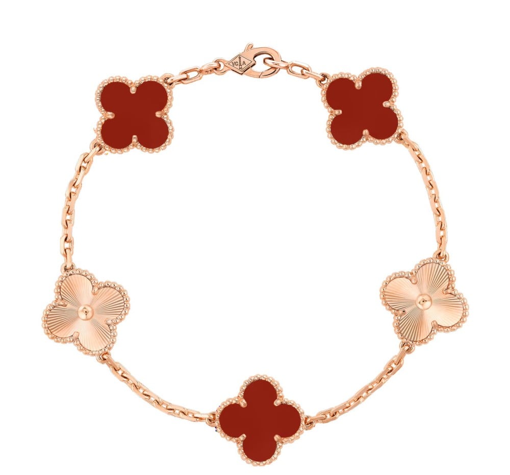اسوره 5 وردات فينتيج ذهب و Carnelian من فان كليف