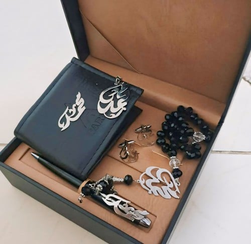 طقم رجالي بالاسم مطلي بالفضه 925 جرام