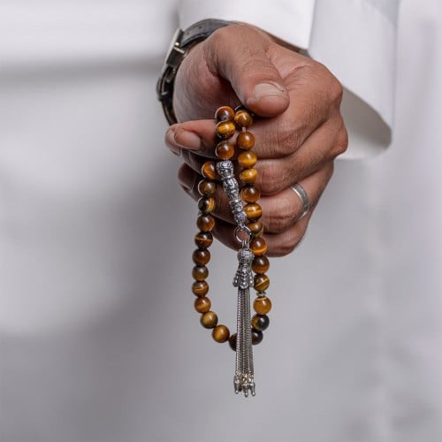 سبحة حجر لون بني - متجر نوفا