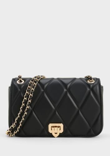 Arwen Diamond-Quilt Shoulder Bag - Black