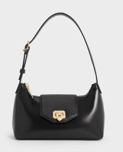 Arwen Belted Shoulder Bag - Black