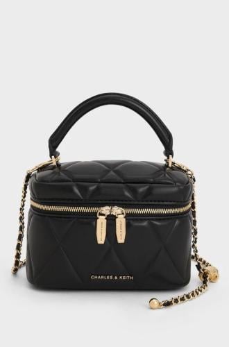 Arwen Quilted Top Handle Vanity Bag - Black