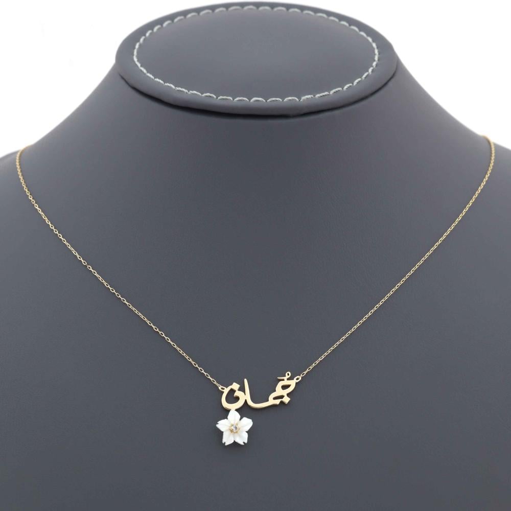 Thick gold necklace with a rose design متجر روز الذهبي للذهب