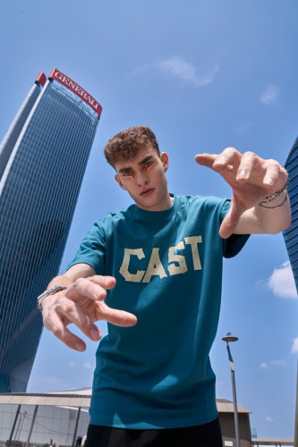 Tape teal t-shirt
