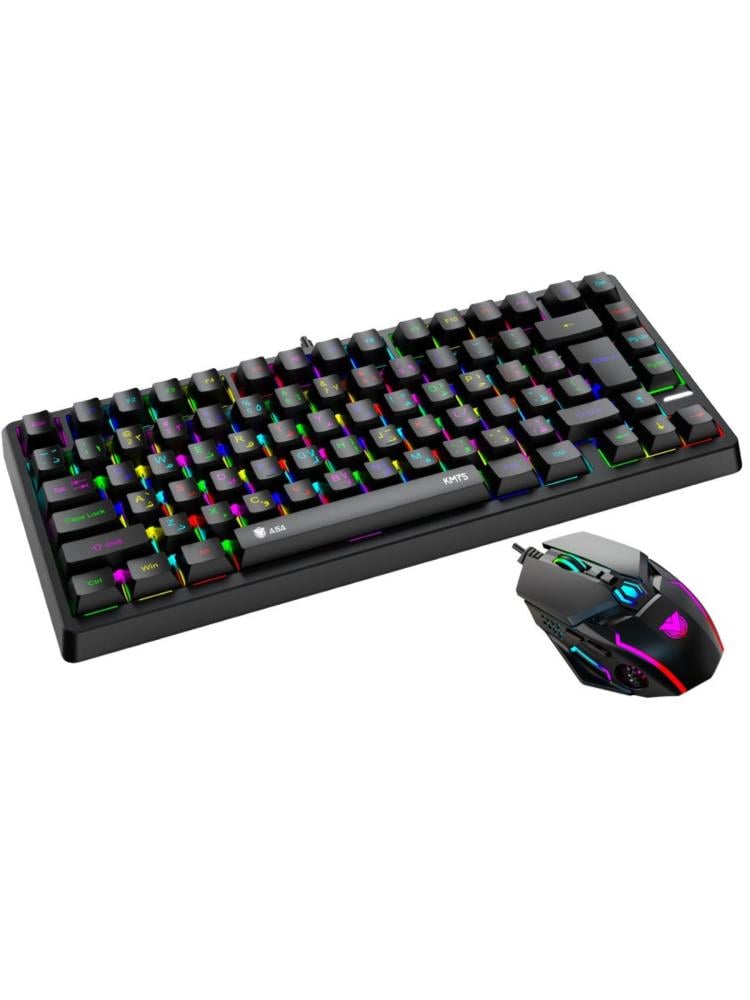 كيبورد + ماوس مكنيك KM 75 اسود من Wallis RGB ASA