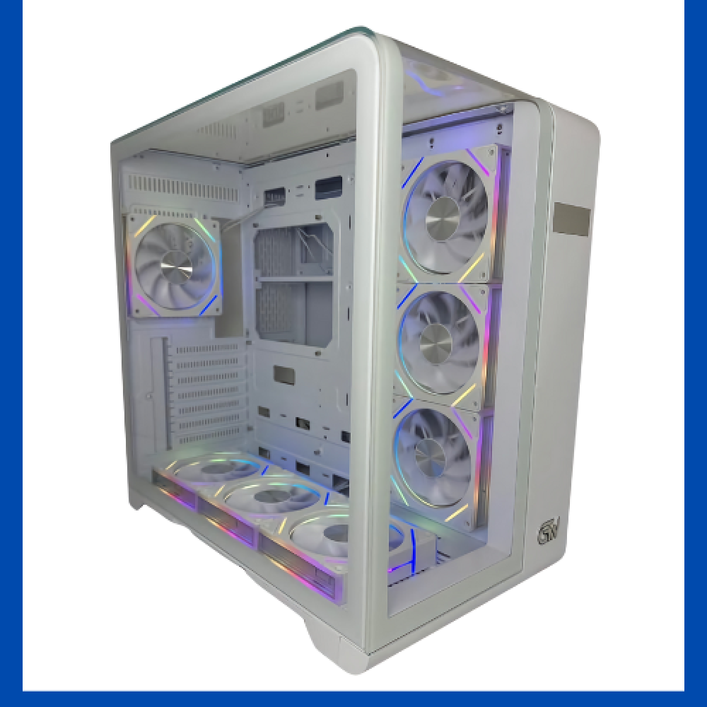 كيس قيمنق GTW LC-WT PLUS – أبيض مع 7 مراوح | GTW LC-WT PLUS White Gaming Case 7FAN