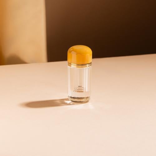 كرستال فاخر شفاف مطعم باللون الاصفر ربع توله 3 مل