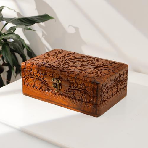 صندوق خشبي فاخر منحوت يدويا