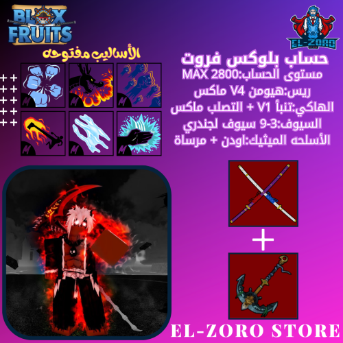 حساب بلوكس فروت V4 هيومن اودن+مرساة