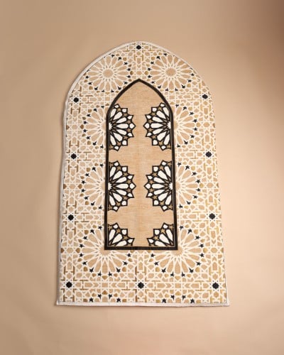 سجادة الزخارف -مبطنة للجنسين-بيج