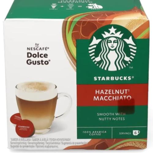 كبسولات ستاربكس مكياتو بالبندق - 12 كبسولة (6 حليب + 6 قهوة)  تجربة قهوة بنكهة اللندق