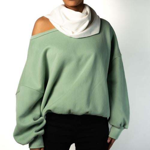 Scarf Sweater Boat Neck Sage