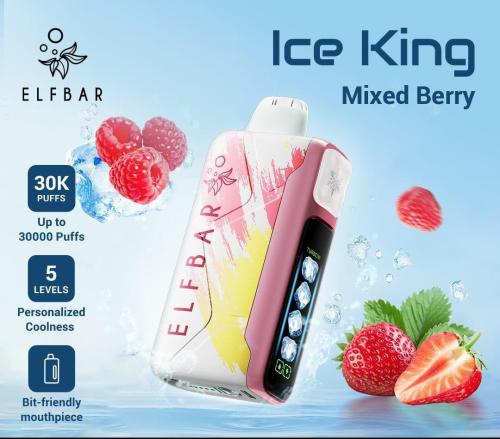 سحبة جاهزة توت مشكل Elf Bar Ice King 30000 Puffs Mixed Berry Disposable
