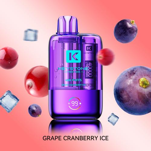 سحبة جاهزة كي ستون عنب توت بري ايس KEYSTONE CYBER TANK Grape CranBerry Ice 40000 Puffs