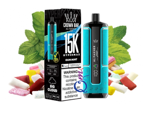 Al Fakher Crown Bar Gum Mint 15000 Puffs Hypermax Disposable