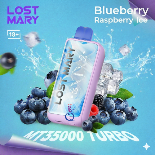 سحبة جاهزة لوست ميري توت العليق المثلج LOST MARY TURBO Blueberry Raspberry Ice 35000 Puffs Disposable
