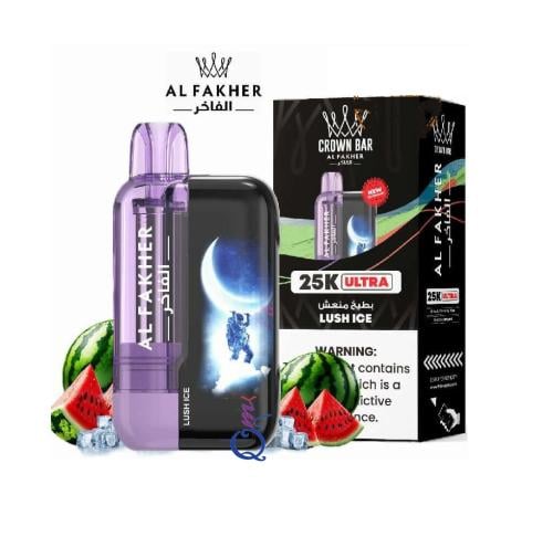سحبة شيشة جاهزة بطيخ منعش Al Fakher Crown Bar Ultra Lush Ice 25000 Puffs Disposable