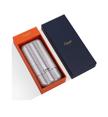حافظة سيجار Lubinski Cigar Humidor Carbon Fiber 3 Tubes Gray