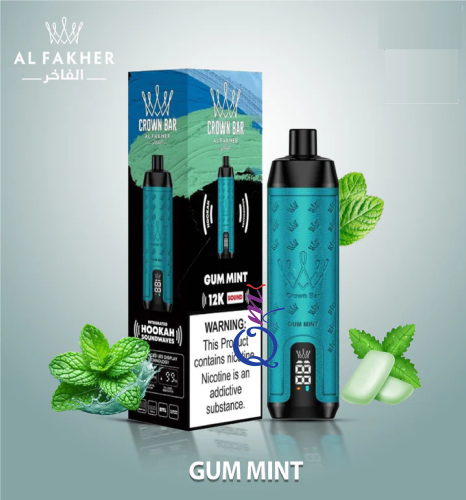 سحبة شيشة جاهزة علكة نعناع Al Fakher Crown Bar Sound Gum Mint 12000 Puffs Disposable
